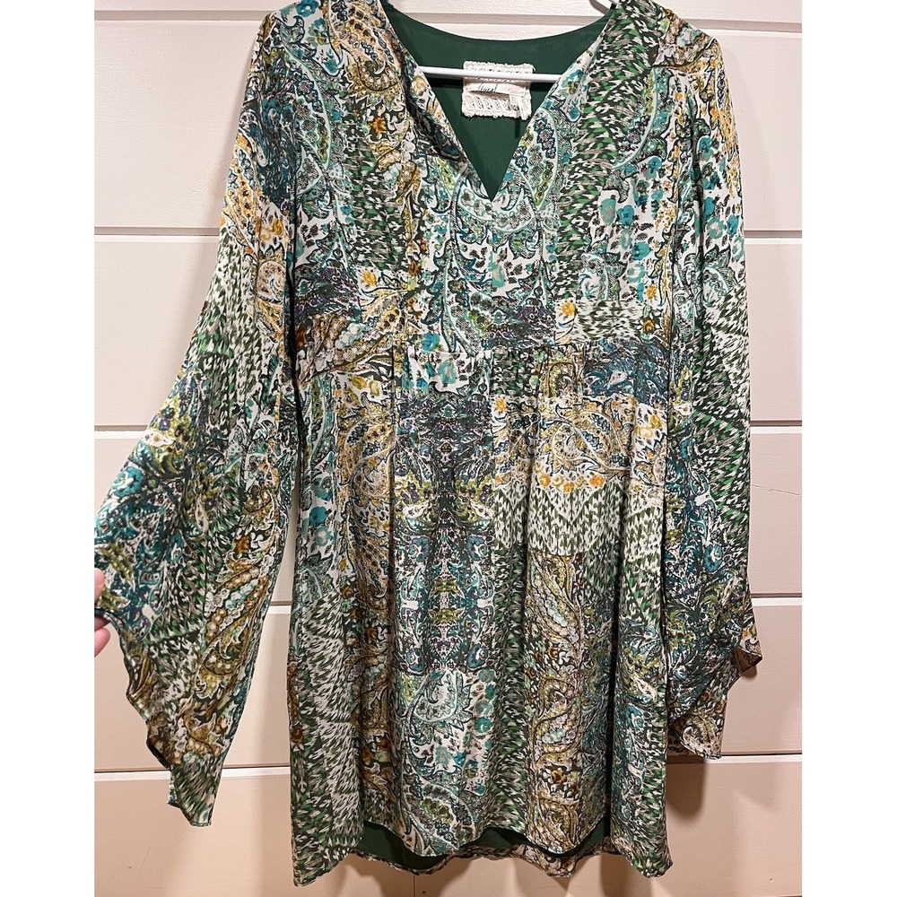 Floreat by Anthropologie Amelie 100% Silk Kimono Dress Whimsical Gypsy Women's 4